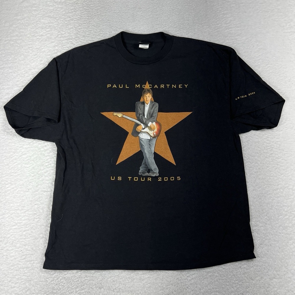 Vintage Paul McCartney US Tour T Shirt 2X Concert Jet Black Cotton 2005 Y2K